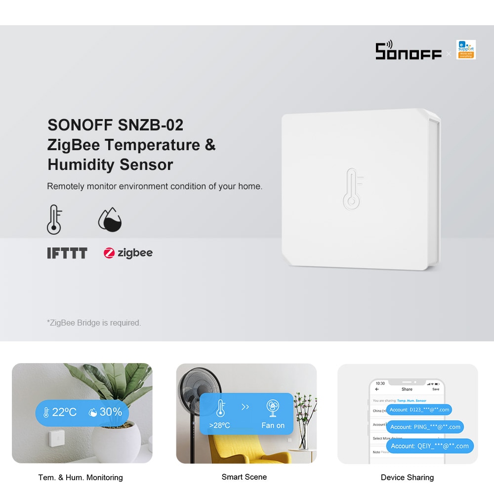 Sonoff smart alarmsystem sett, sonoff zigbee bro hub inngangsport / dørsensor / temperaturfuktighetssensor / pir bevegelsessensor