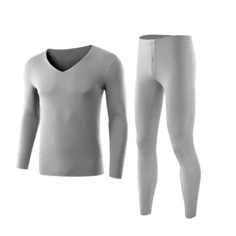 Heren verdikking plus lange onderbroek pak lage kraag warme ondergoedset thermisch ondergoed: Marineblauw / Xxxl