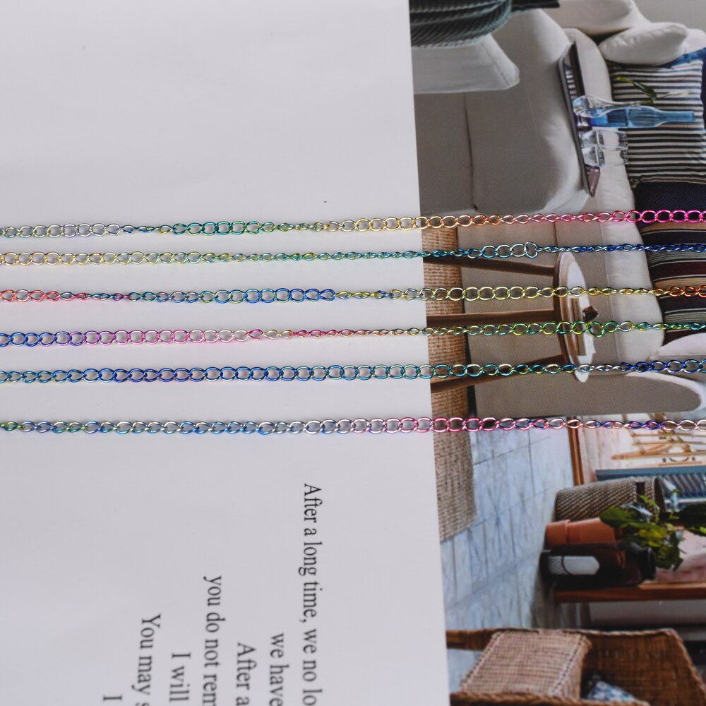 2 Meter 2.5mm Rainbow Necklace Bracelet Diy Extended Extension Chain Multicolor Extender Tail Chains For Jewelry Making Supplies