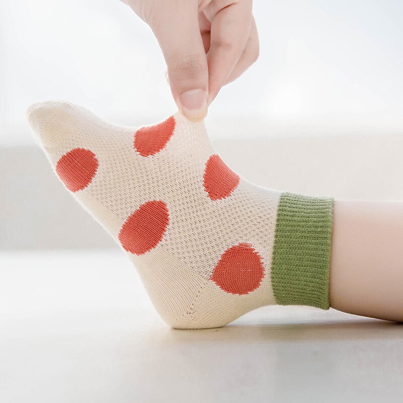 5 Paar = 10 Stks/partij Baby Sokken Zomer Mesh Katoen Stippen Plain Stripes Kids Meisjes Jongens Kinderen Sokken Voor 1-10 Jaar