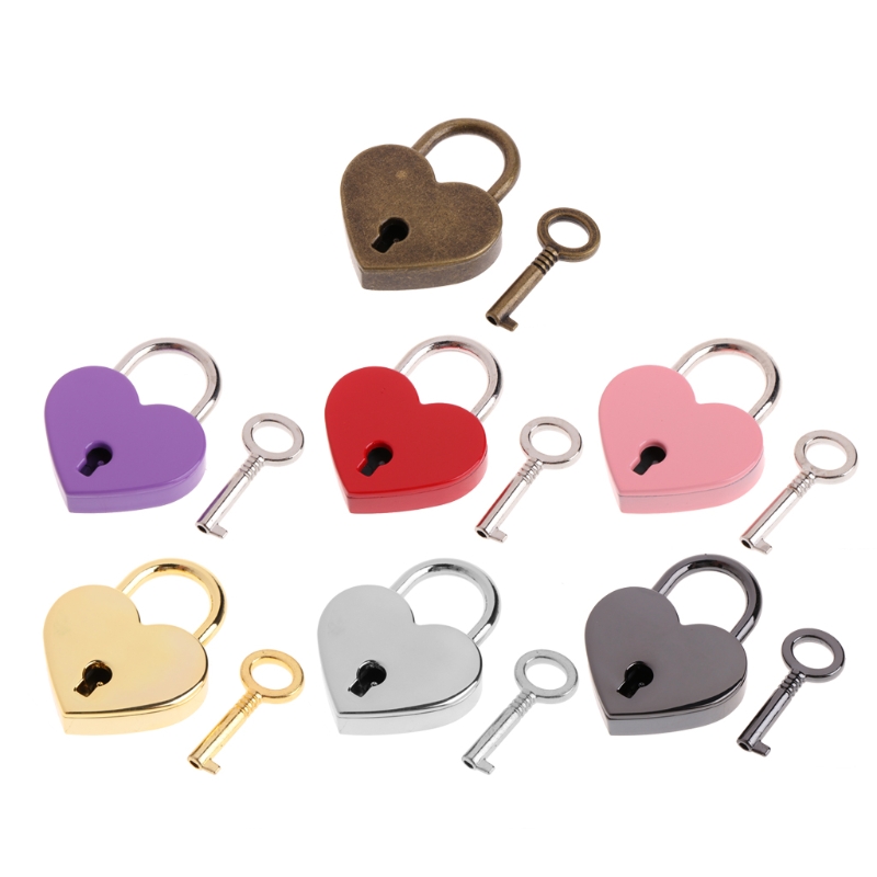 10Styles Diamonds Heart Shape Vintage Old Antique Style Mini Archaize Padlocks Key Lock with key