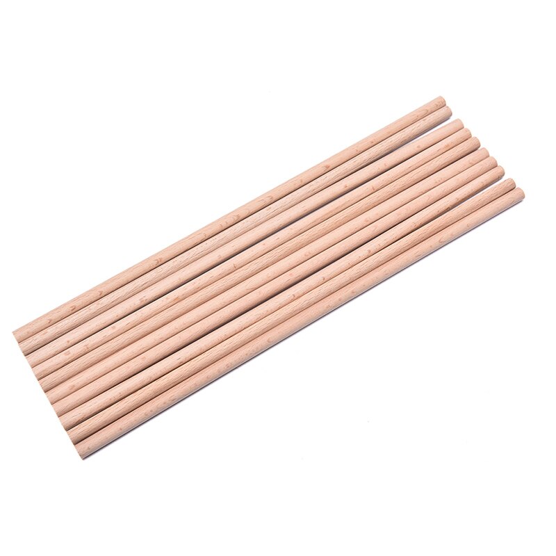 Barras de madera de haya Natural de 8mm/10mm/12mm de diámetro, espiga de madera Premium duradera para manualidades de construcción, modelo de carpintería, 10 uds.: 30CMX8MM