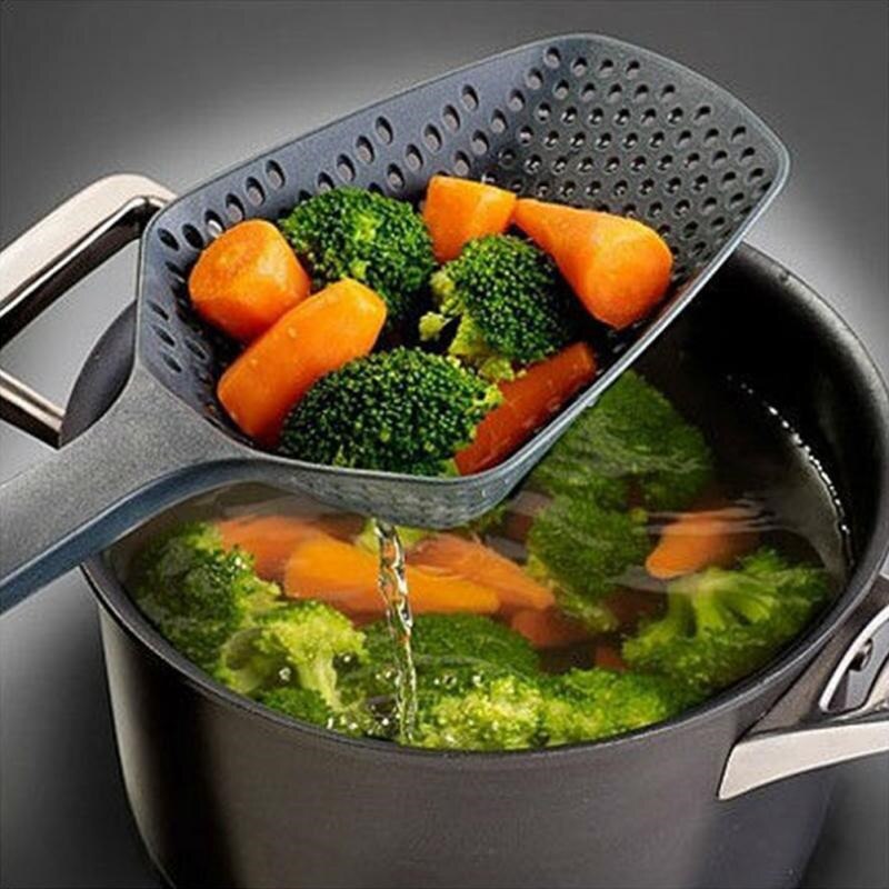 1 ud. Cuchara colador de nailon, utensilios de cocina, utensilios de cocina, accesorios para drenar vegetales, cuchara para agua, herramientas de cocina casera portátiles
