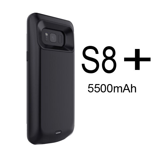5500ma/5000 mah s8 caixa de bateria para samsung galaxy s8 caso carregador de bateria banco de potência carregador externo para samsung galaxy s8 plus: 5500mAh S8Plus Black