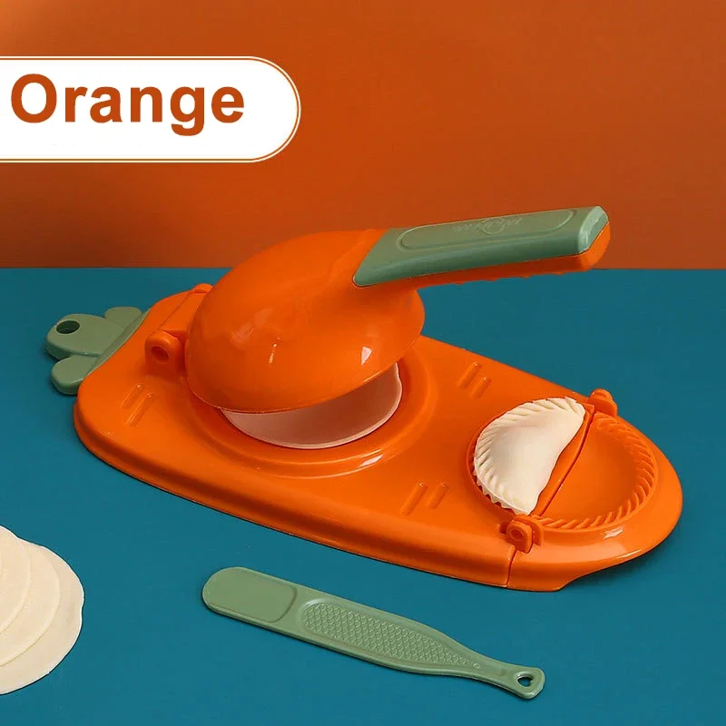 Kit prensador de envoltorio para hacer dumplings 2 en 1, máquina trituradora de masa Manual para ahorro de trabajo, utensilio de cocina, herramienta para hornear pasteles de manzana: Rosa