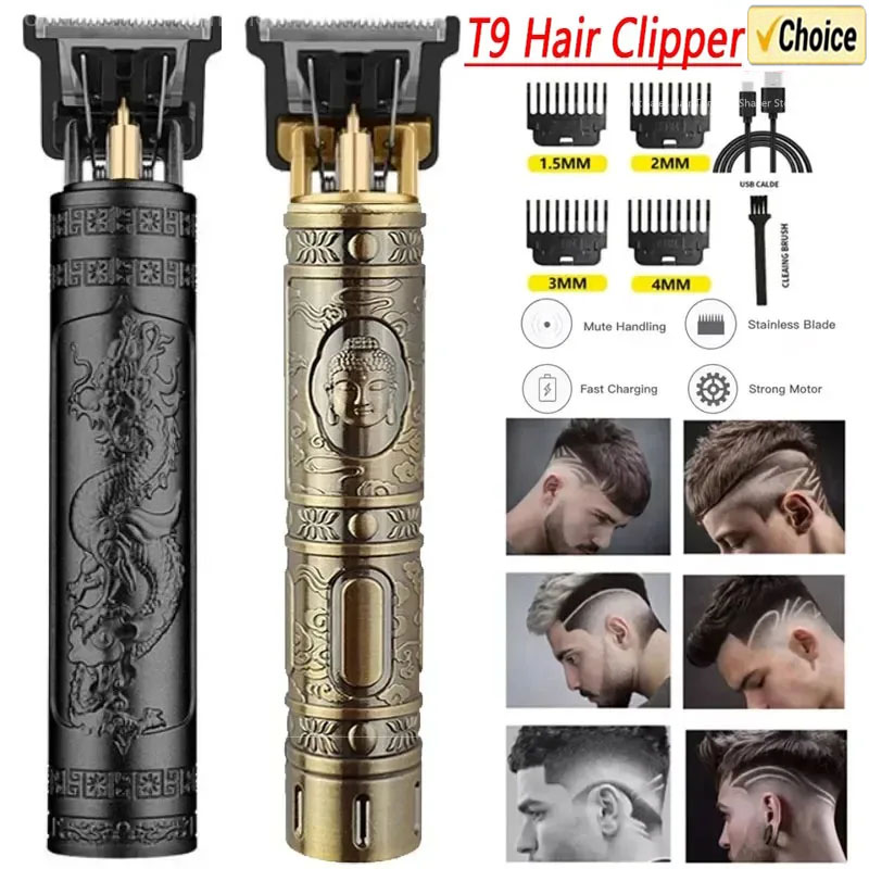 2024 neue Vintage T9 Haar Schneiden Maschine männer Elektrische Rasierer Wiederaufladbare Haar Trimmer Bart Clipper Barber Haar Schneiden