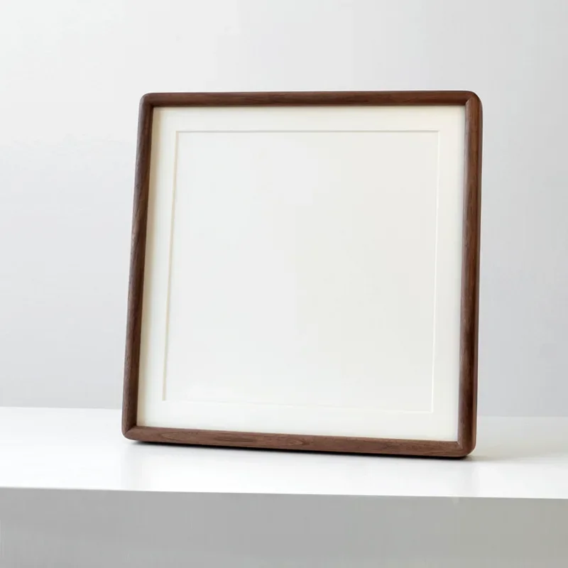 Marco de fotos de madera maciza, certificado de honor decorativo, cuadrado, de , nogal negro, de marco de fotos, 20x20 cm, 25x25cm: 8 pulgadas / BLANCO