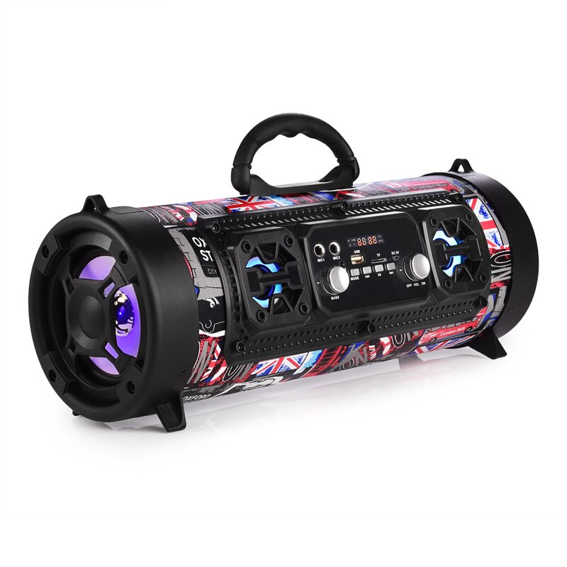 Columna portátil de 16W Altavoz Bluetooth movimiento KTV sistema de sonido 3D altavoz inalámbrico barra de sonido Subwoofer música FM Radio USB: British style