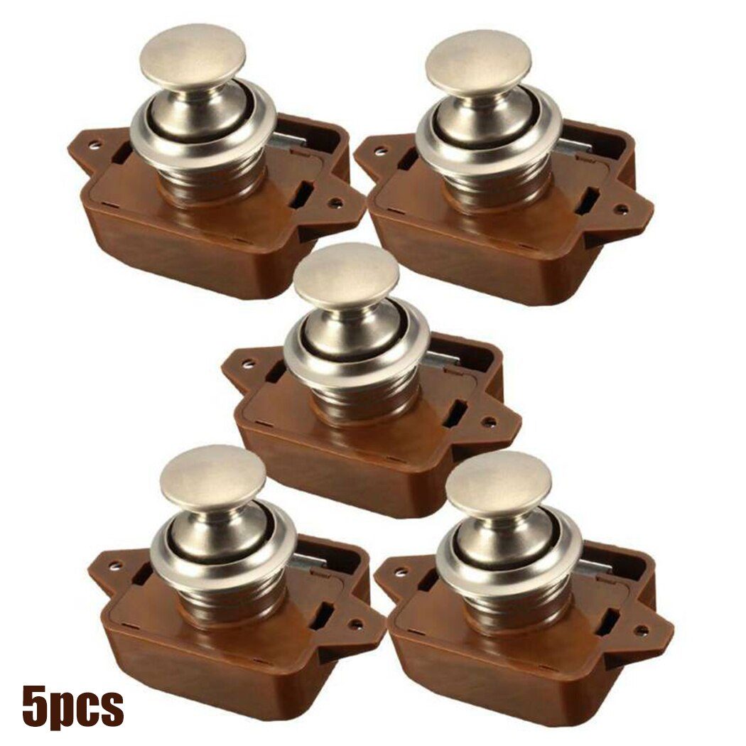 Door Cabinet Push button lock Furniture Kit 5pcs Catch Lock Latch Knob