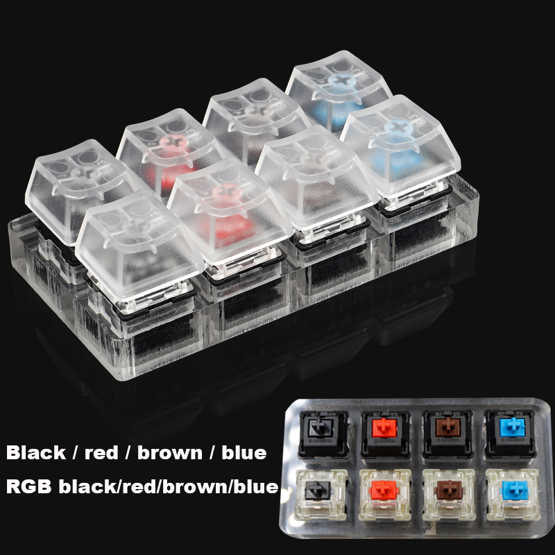Switch Tester Cherry MX Kailh Gateron Greetech RGB BOX black red brown blue 4 6 8 9 12 Key Keycaps Mechanical Keyboard Switch: Cherry 8 Key