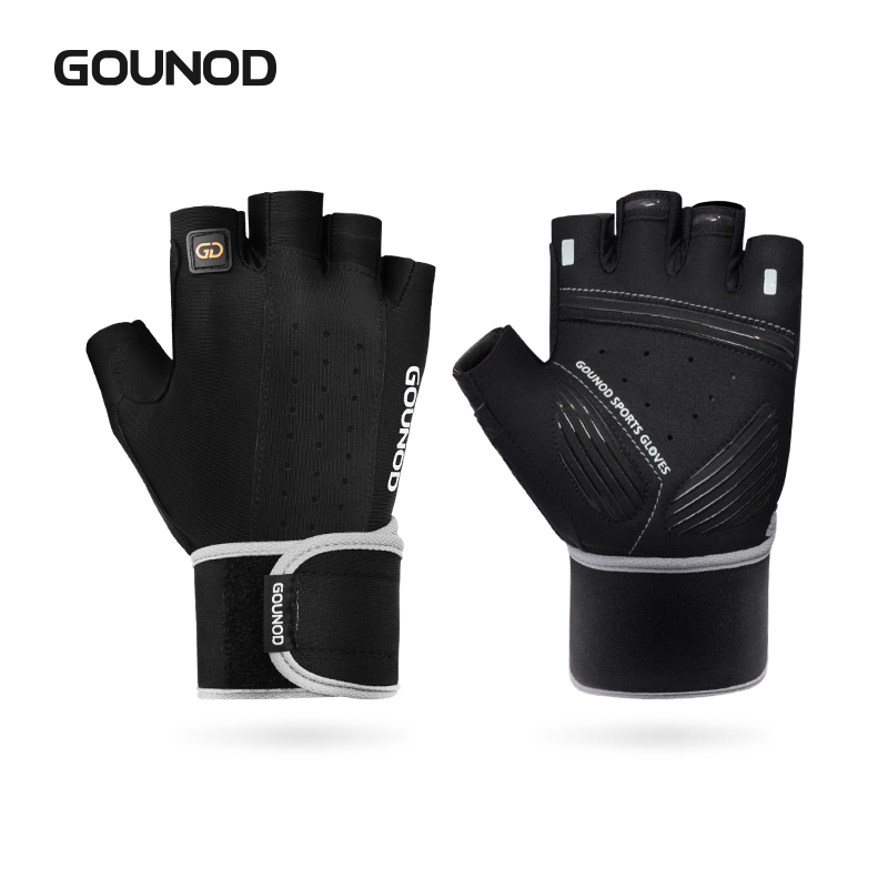 GOUNOD Weightlifting Gloves Wristband Support Breathable Anti-Slip Sports Gym Gloves Bodybuilding Powerlifting Fitness Training: light green / M