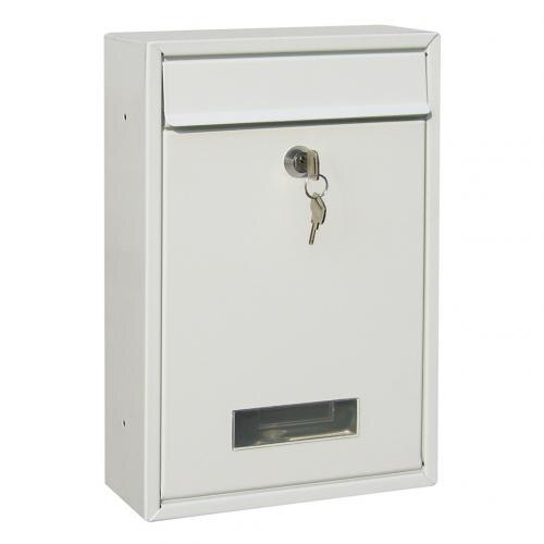 Outdoor Lockable Wall Mounted Hanging Iron Post Letter Box Mailbox with Key: white