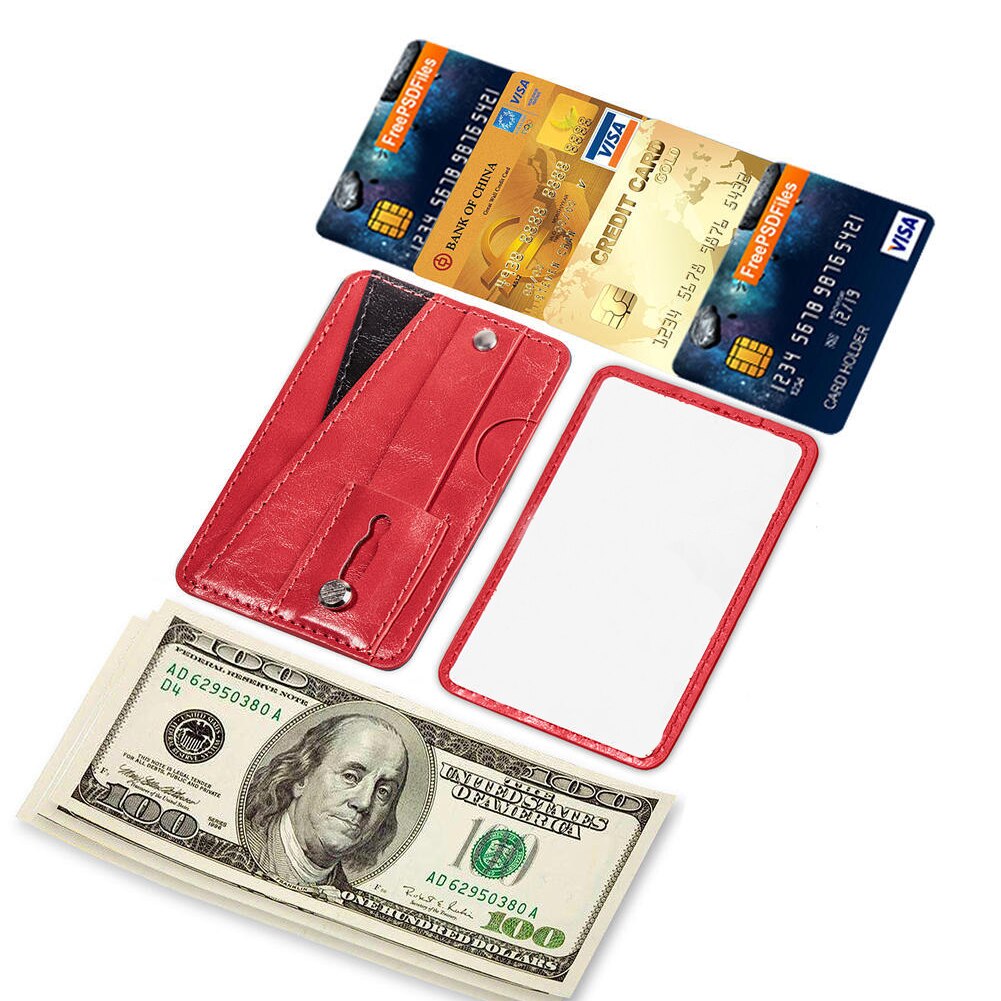 Adhesive PU Leather Card Holder Sticker Back Pocket Phone Wallet Universal Multifunction Pouch Credit Card Slim Portable Compact