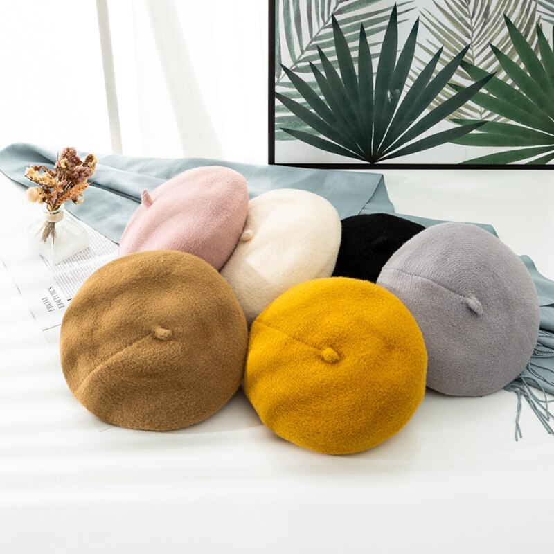 Hat Sell Cheap Women Wool Solid Color Beret Female Bonnet Caps Winter All Matched Warm Walking Hat Cap