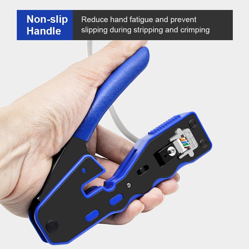 Zoerax  rj45 pass through crimper tool, ethernet crimper ez network crimping tool wire stripper cutter för cat 6a cat 5
