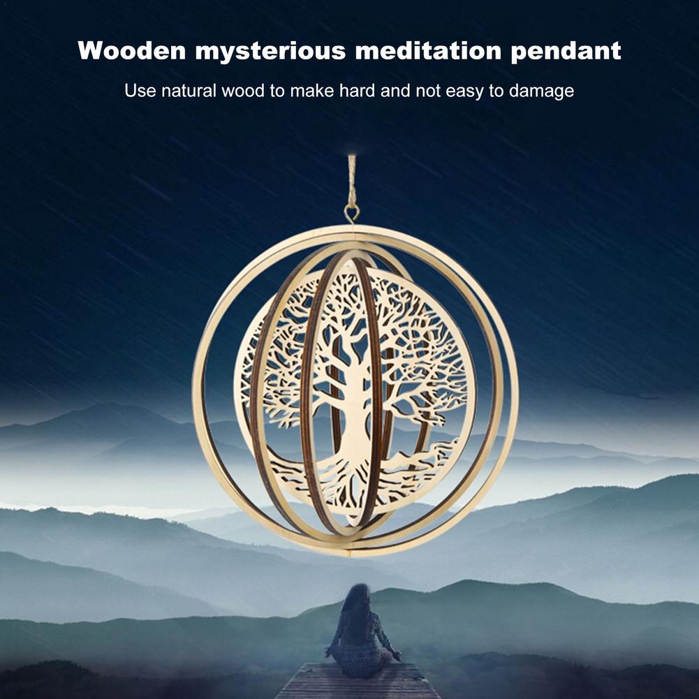 Hanging Wooden 3D Wind Spinner Garden Rotating Wind Flower Of Life Ornaments Home Garden Decoration