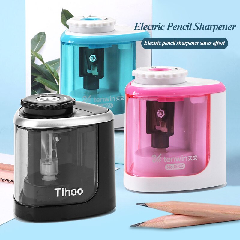Sacapuntas eléctrico/Manual 2 en 1 Tihoo, sacapuntas automático y seguro portátil para oficina, material escolar, papelería Tenwin