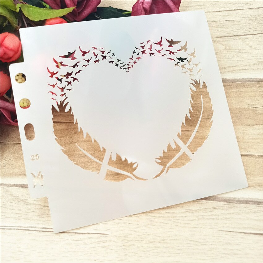 1pc Hand Heart stencil painting template hollowing spray pattern stencils painting hollowing out lace ruler journal accessories