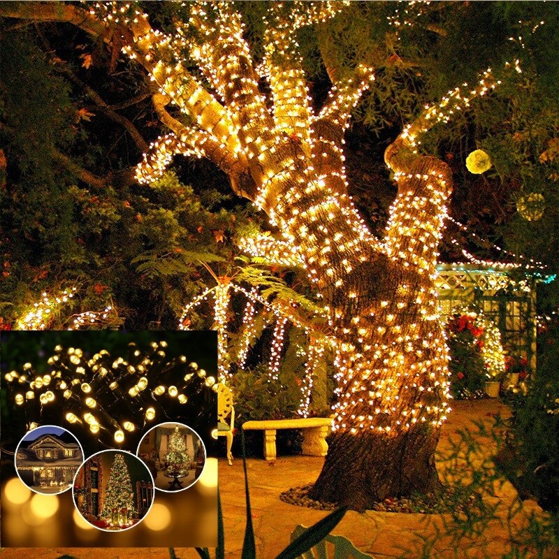 LED Solar Light String Outdoor Small Lantern Chandelier Lawn Garden Decoration Terrace Garden Fluorescent Lamp Decoration: 5M 20 lights / warmyellow