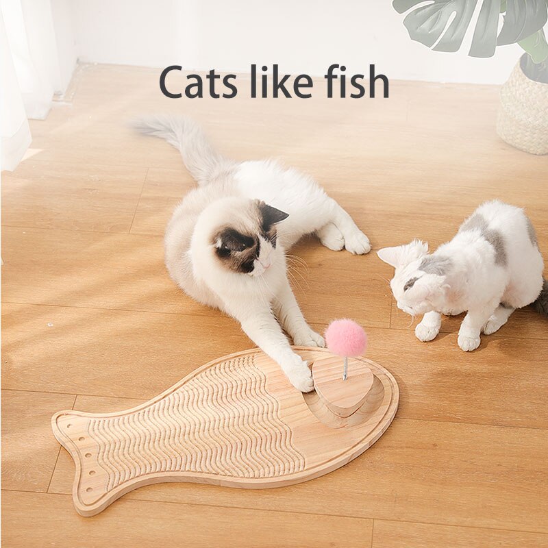 Solid Wood Cat Scratcher Does Not Debris Cat Scratching Board Interactive Kitten Scraper Board Toy Funny Cats Toys