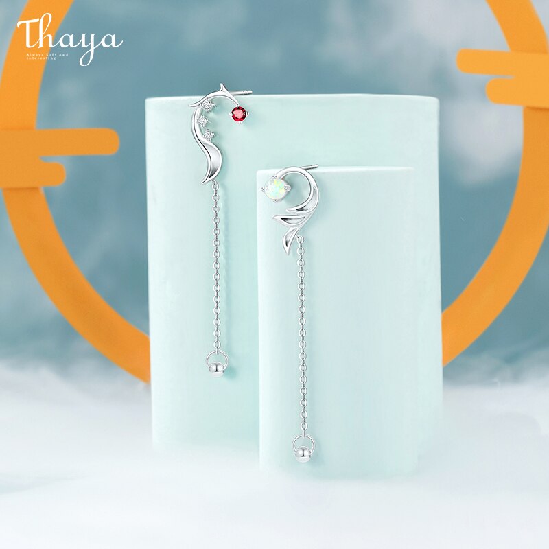 Thaya 100% S925 Sterling Zilveren Oorbellen Dragon Kwasten Dangle Earring Charms Opal Voor Vrouwen Engagement Fine Jewelry