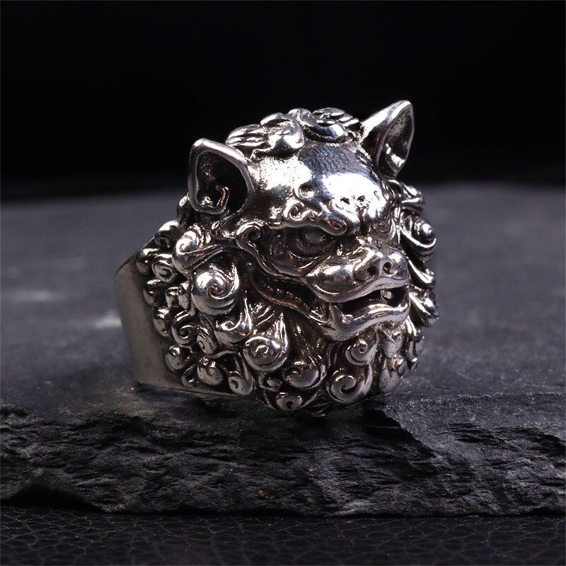 Moda di alta qualità creativo testa di tigre anello prepotente uomini maturi personalità bestia anello zodiacale regalo di compleanno: AL3869-silver