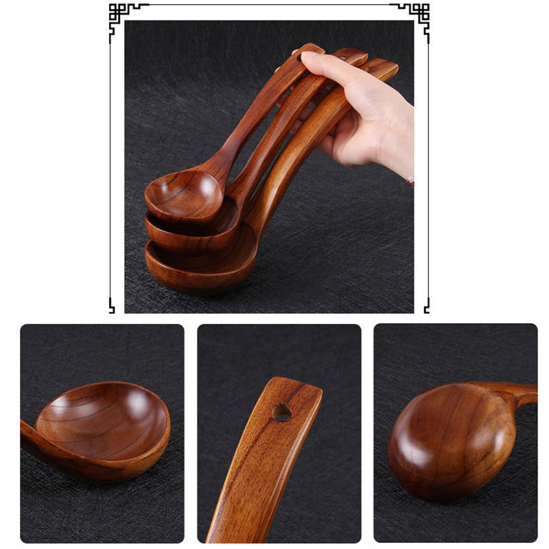 Natural Solid Wood Spoon Kitchen Soup Serving Wooden Long Handle Tableware Wood Utensilios de Cocina Cooking Kitchen Tool
