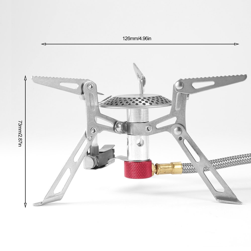 Strong & Sturdy Ultralight Aluminum Alloy Stainless Steel Outdoor Burn Camping Gas powered Stove with Piezo Ignition Hiking