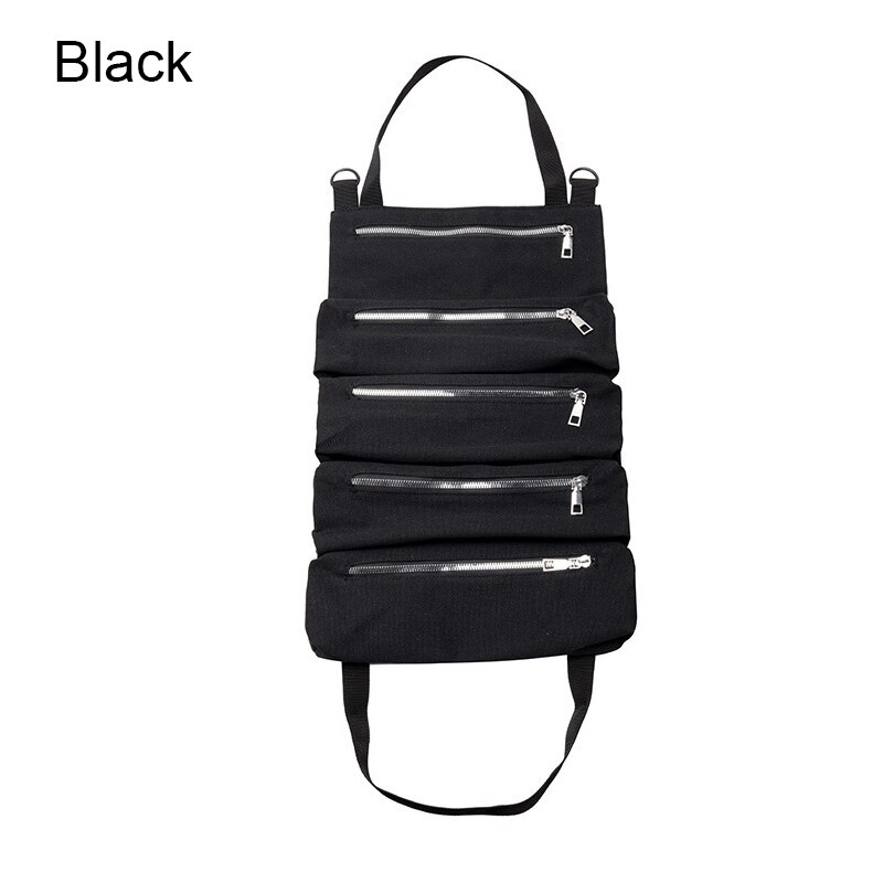 Tool Bag Multi-Purpose Tool Roll Bag Wrench Roll Pouch Hanging Tool Zipper Carrier Tote Working Tool Bags: Black 48x30cm