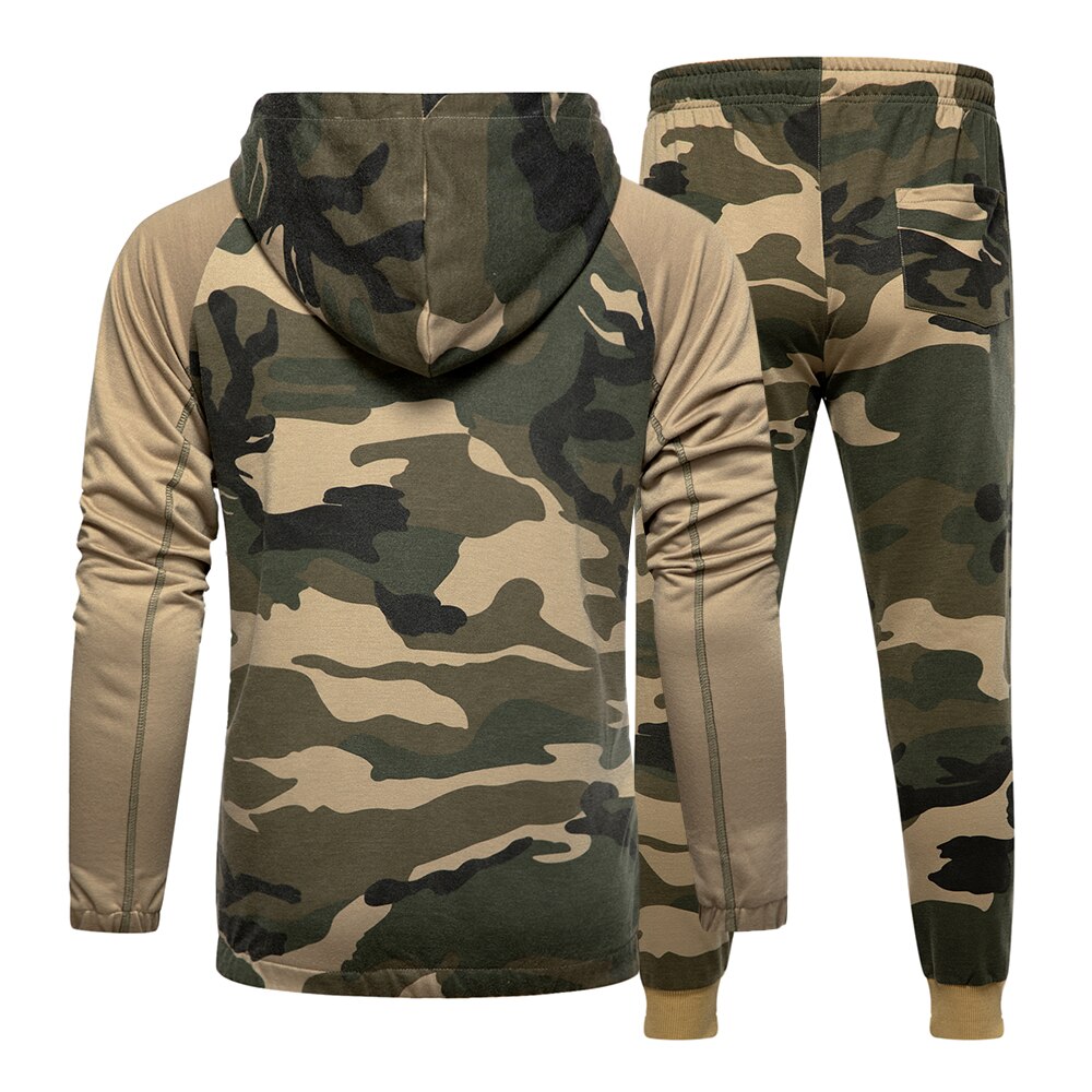 2 stück setzt Camo Jacke + Hosen anzug Männer Herbst sportlich Kleidung Trainingsanzug Mit Kapuze Oberbekleidung Hoodie Fitness Sweatshirts