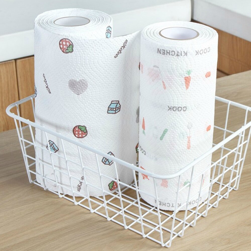 80pcs/roll Disposable Cleaning Paper Kitchen Dishcloth Oil Absorbent Paper Towel Wet Dry Dual Purpose Dish Towel
