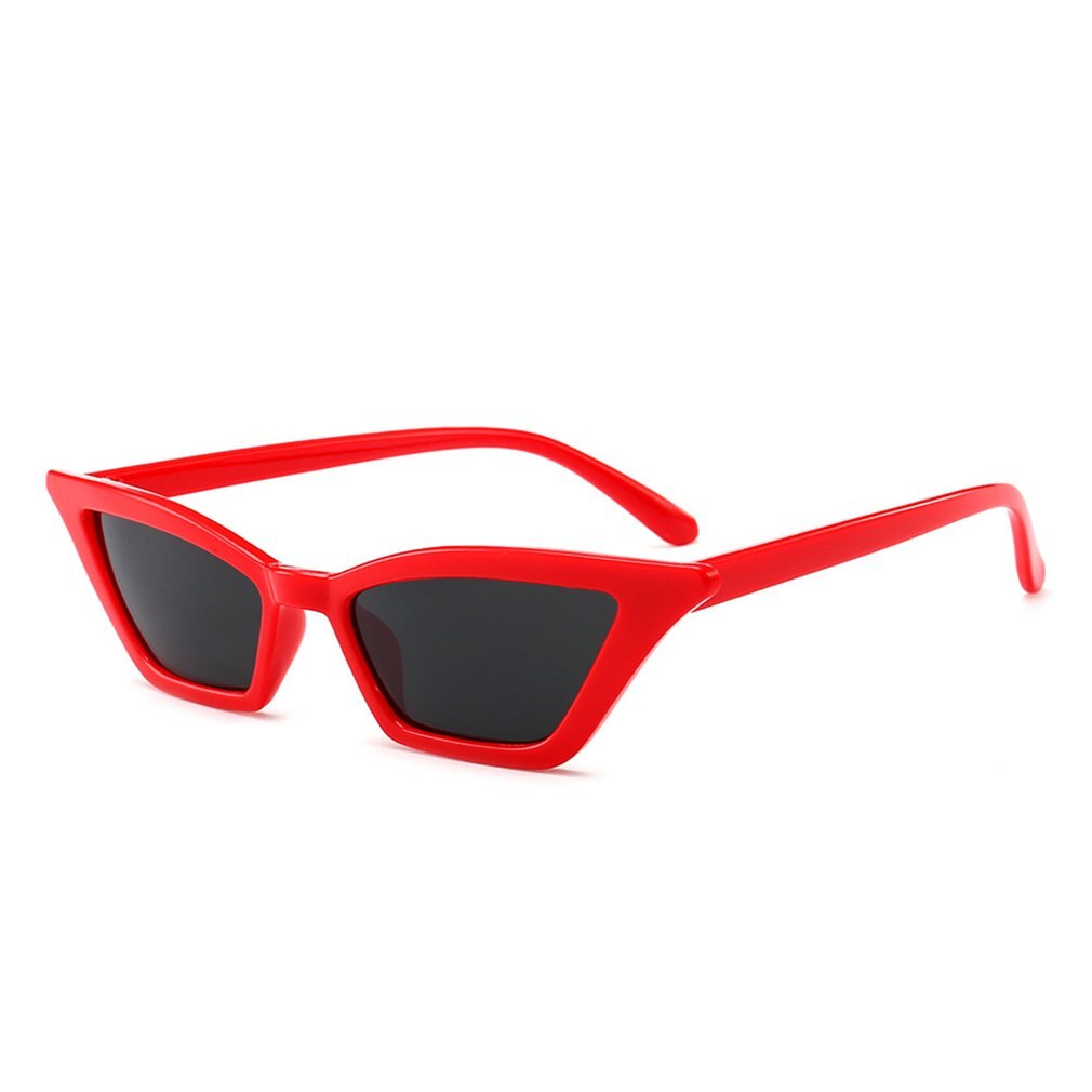Gafas de sol Retro estrecha y puntiagudas para mujer, anteojos de sol polarizados estilo Ojo de gato, con tintado: red  grey