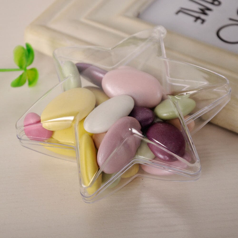 10PCS Fillable Star Shape Ornaments Transparent Pendants DIY Candy Boxs for Wedding Birthday Party (10.3cm)