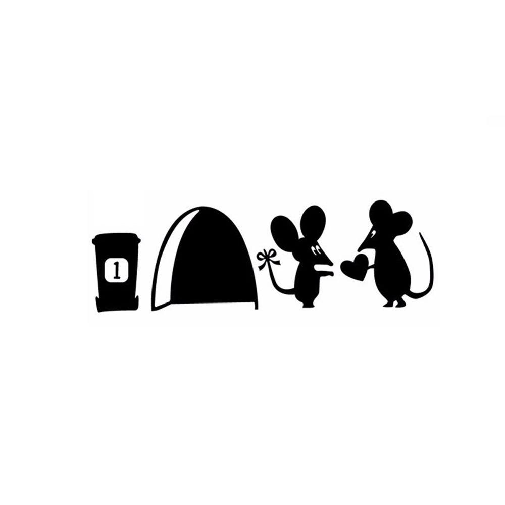 Cartoon Verwijderbare Wc stickers op de muur Leuke Liefhebbers kleine muis Socket Schakelaar Muursticker DIY Decal Home Decor Decal