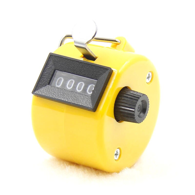 Contadores de números de 4 dígitos, carcasa de plástico, pantalla de dedo de mano, conteo Manual, temporizador, contador de Golf y fútbol: YELLOW