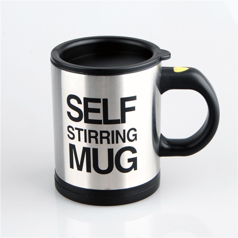 Taza de café de mezcla automática de leche de 400ml tazas de acero inoxidable inteligente taza de mezcla de jugo de acero inoxidable taza de acero: Black