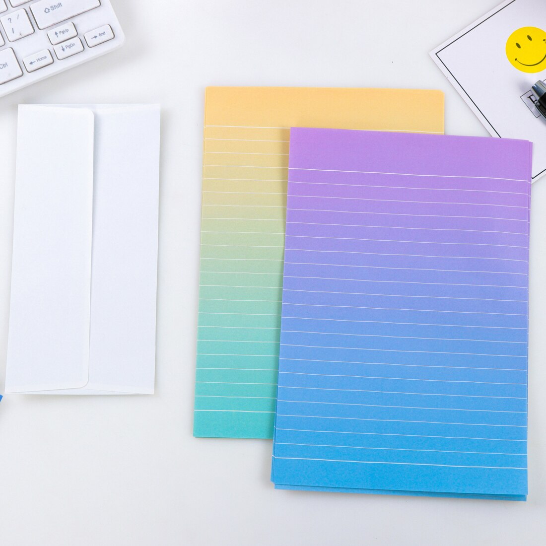 FangNymph Cute Gradient Envelopes Kawaii Writing Paper Letter Set For Kids School Supplies Student School Supplies