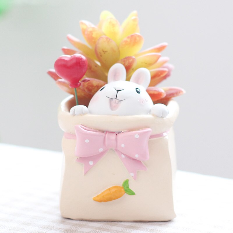 ROOGO de dibujos animados de plantador animal zakka mano artesanía flor kawaii macetas planta suculenta maceta decoración hogar