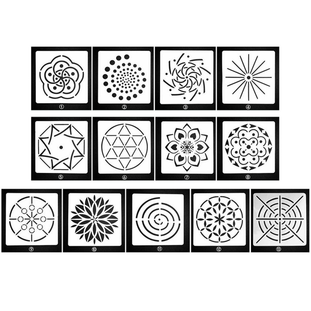 9/10 Uds Mandala herramientas de punteado plantillas Plantilla de dibujo conjunto de plantillas para decoración de pared bricolaje pintura dibujo proyectos de arte: Mandala Stencil D