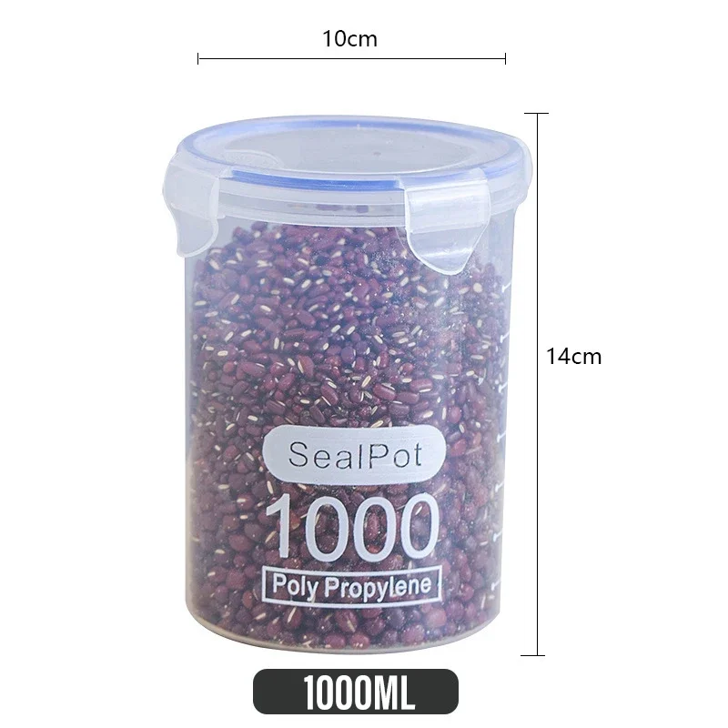 Botes de almacenamiento de alimentos de cocina con escala, organizador multigrano, tarro sellado, lata de plástico a prueba de humedad, tanque de almacenamiento hermético: Amarillo claro