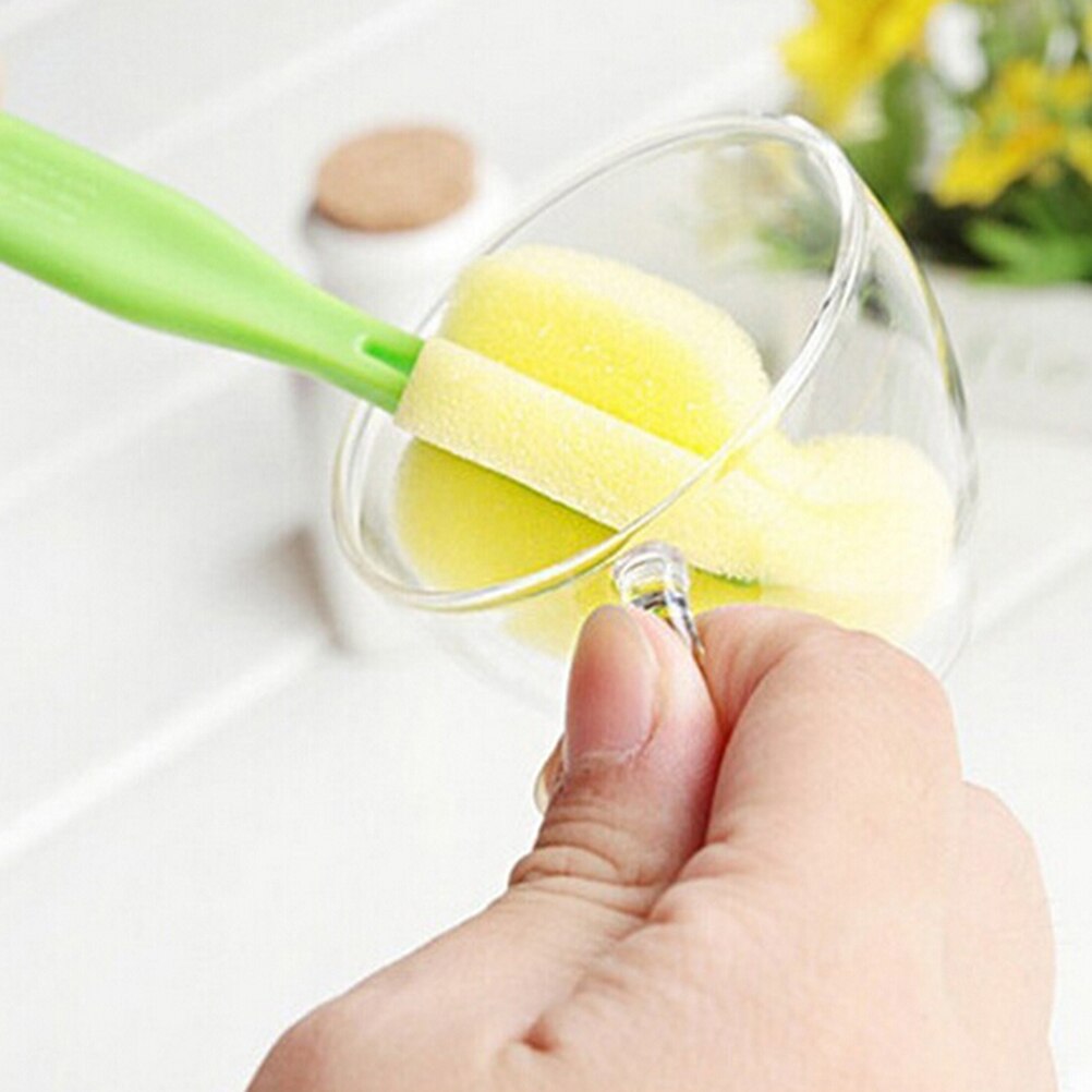 2 PCS Sponge Brush Baby Milk Feeding Bottle Nipple Cleaning Brushes Random Color