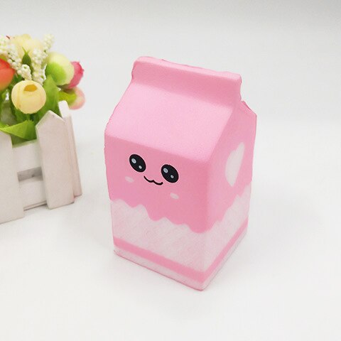 Caja de leche kawaii para Squishies, bolsa/botella/lata para apretar, divertido, Suave lento, alivia el estrés, comida jumbo, juguete antiestrés: C