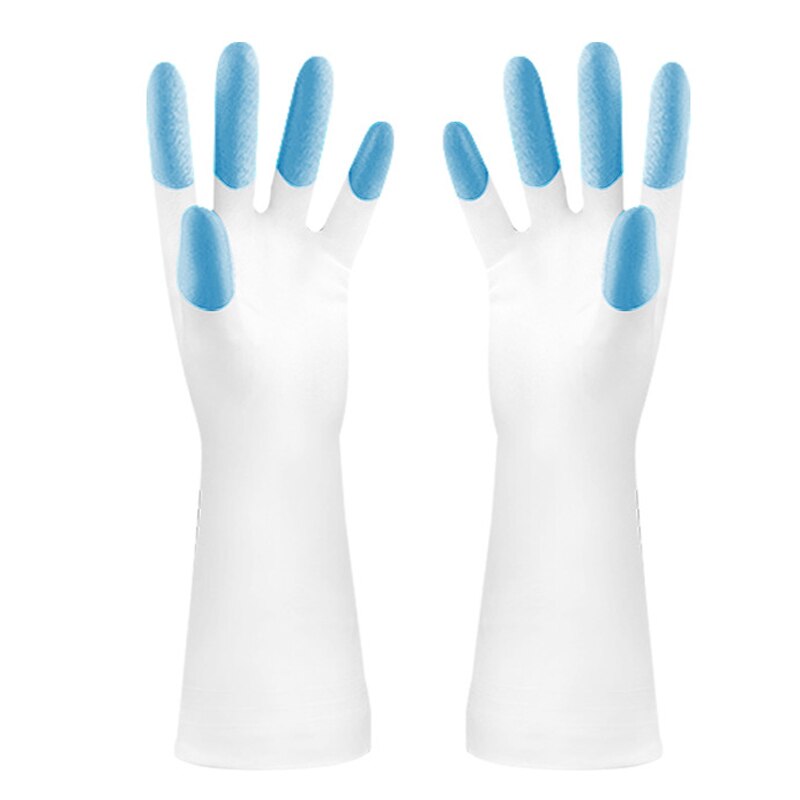 32.5cm latex handschoenen herbruikbare lange pvc handschoenen afwas handschoenen voor keuken tuinieren ksi 999: Blauw