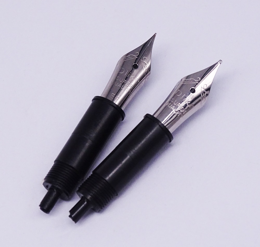 2 uds Delike pluma fuente de Metal puntas Extra fina/bien/caligrafía plumín curvo/0,38/0,5/0,58mm 2 plumas reemplazable combinación