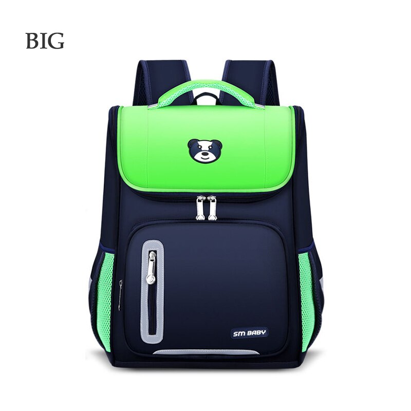 Kinder Schule Taschen für Jungen Mädchen Grundschule Orthopädische Kinder Rucksack Schule Tasche Kind Wasserdichte kindergarten Bookbag neue: Big green