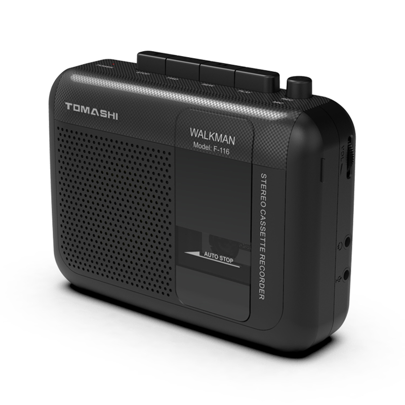 TOMASHI F-116 draagbare stereocassettespeler cassetterecorder Walkman met microfoon, hoofdtelefoonaansluiting, ingebouwde luidspreker