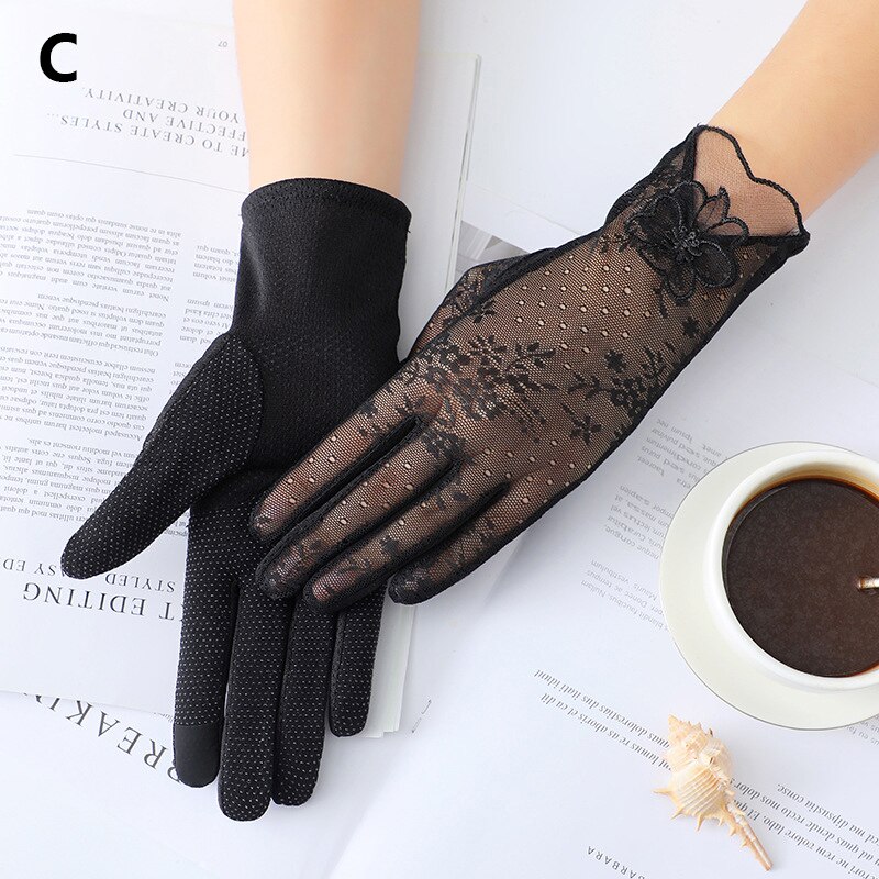 Mesh Breathable Gloves Outdoor UV-proof Riding Screen Show Party Household Summer Sun Protection Bike Cycling Mittens Guantes: C