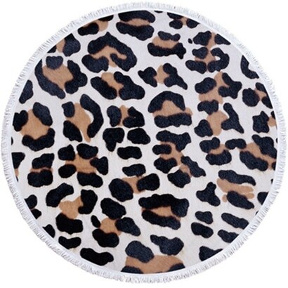 Luipaard Tijger Patroon Gedrukt Ronde Strandlaken Met Kwasten Microfiber 150Cm Zomer Zwemmen Picknick Mat Tapijt Reizen Deken: Beach towel8