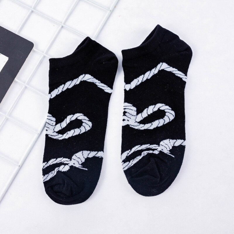 Calze da donna a righe bianche e nere da donna calze estive abbinate a letteratura e calze sottili in cotone artistico donna: 4