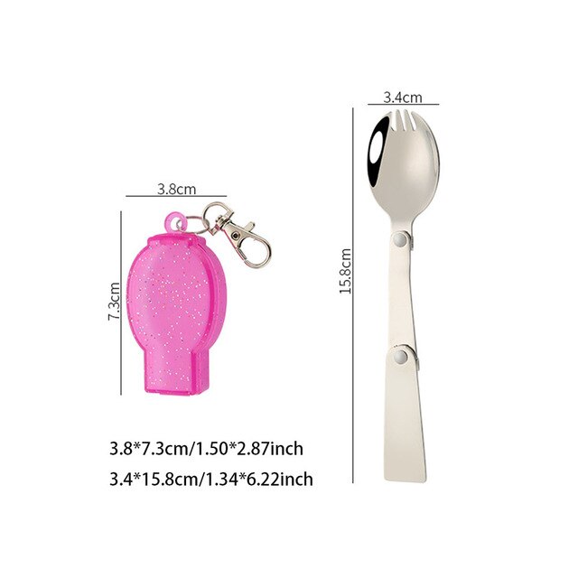 Camping Utensil Compact Stainless Pocket Spoon Fork Spork Foldable Camp Travel Party Picnic Cooking Folding Outdoor Tableware